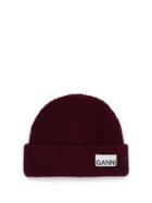 Matchesfashion.com Ganni - Logo-patch Rib-knit Beanie - Womens - Burgundy