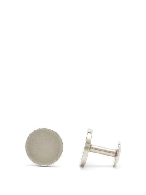 Matchesfashion.com Alice Made This - Dot Brushed Stainless Steel Cufflinks - Mens - Silver