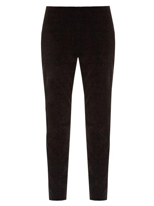 Matchesfashion.com Redvalentino - Slim Leg Velvet Cropped Trousers - Womens - Black