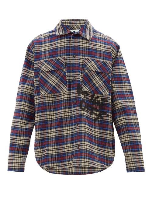 Matchesfashion.com Off-white - Checked Cotton Blend Flannel Shirt - Mens - Purple Multi