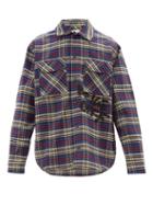 Matchesfashion.com Off-white - Checked Cotton Blend Flannel Shirt - Mens - Purple Multi