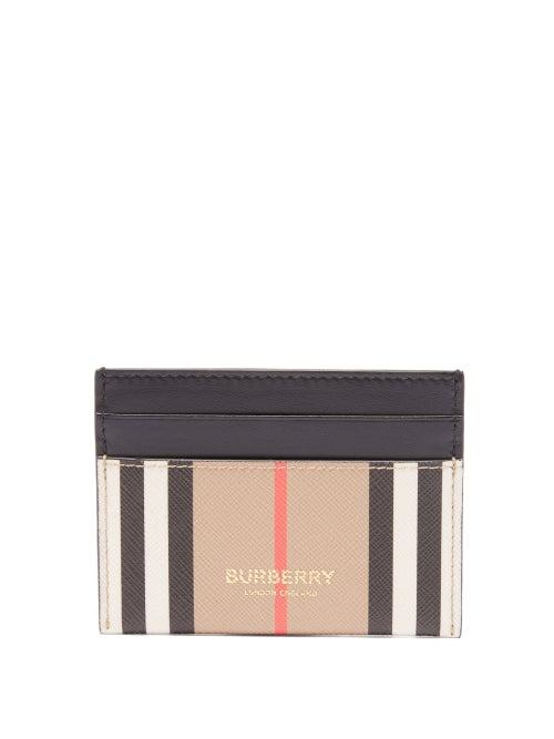 Burberry - Sandon Icon-stripe Canvas And Leather Cardholder - Womens - Beige Multi