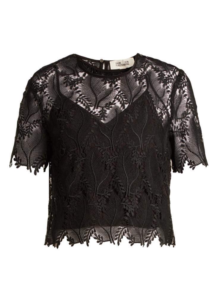 Diane Von Furstenberg Leaf And Floral Macram-lace Top