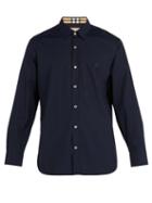 Matchesfashion.com Burberry - Logo Embroidered Cotton Blend Shirt - Mens - Navy