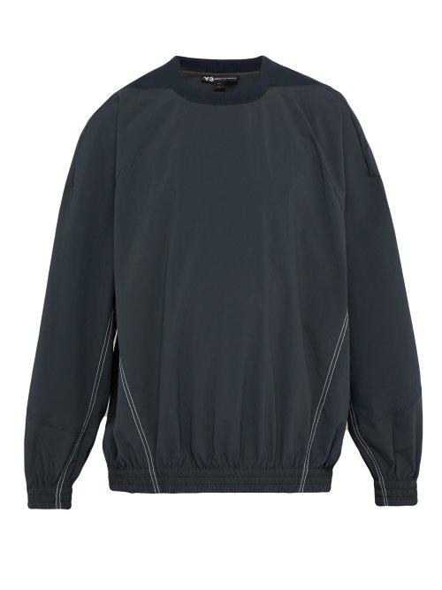 Matchesfashion.com Y-3 - Topstitch Panel Cotton Sweatshirt - Mens - Dark Grey