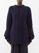 Raey - Oversized Contrast-panel Wool-blend Sweater - Womens - Navy