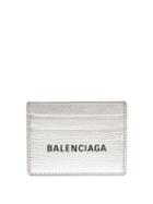 Matchesfashion.com Balenciaga - Everyday Logo Metallic Leather Cardholder - Womens - Silver