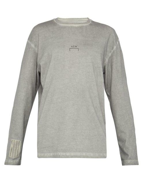 Matchesfashion.com A-cold-wall* - Garment Dyed Long Sleeved Cotton T Shirt - Mens - Light Grey