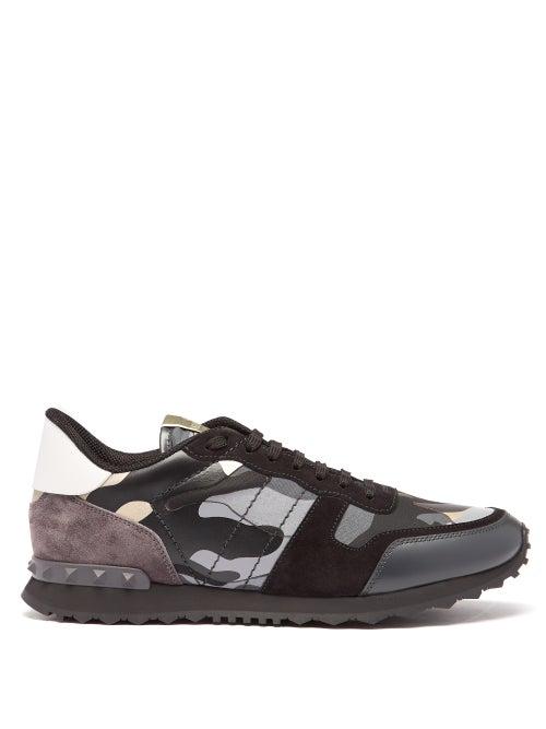 Matchesfashion.com Valentino Garavani - Rockrunner Camo-print Suede And Leather Trainers - Mens - Multi
