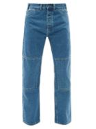 Matchesfashion.com L.e.j - Knee-patch Straight-leg Jeans - Mens - Blue