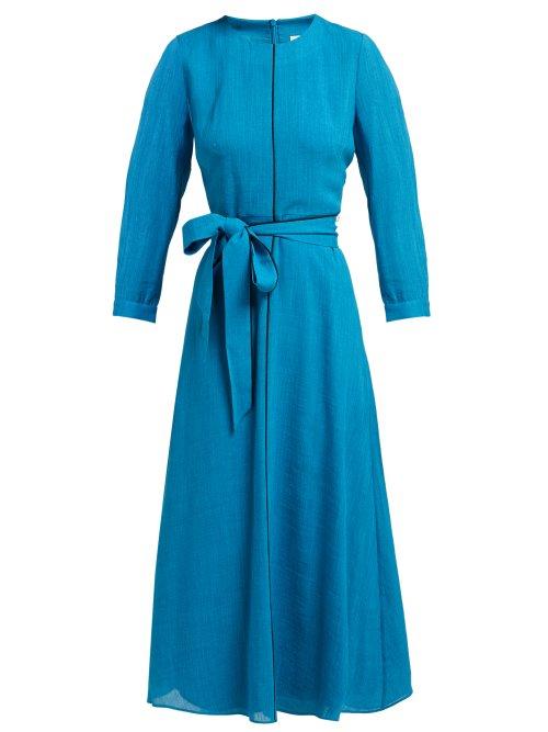 Matchesfashion.com Cefinn - Tie Fastening Voile Midi Dress - Womens - Mid Blue