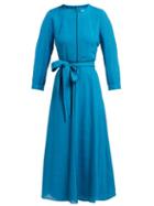 Matchesfashion.com Cefinn - Tie Fastening Voile Midi Dress - Womens - Mid Blue