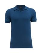 Matchesfashion.com Giorgio Armani - Open Collar Stretch Jersey Polo Shirt - Mens - Blue
