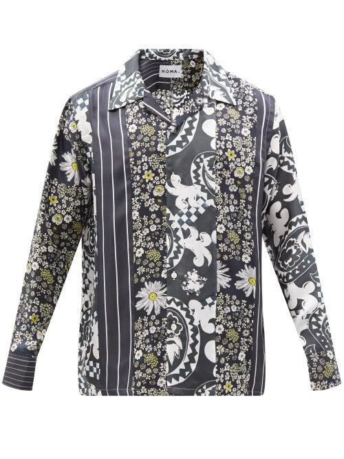 Noma T.d - Conversation Montage-print Silk-twill Shirt - Mens - Black