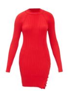 Jacquemus - Pigolo Side-slit Ribbed-knit Mini Dress - Womens - Red