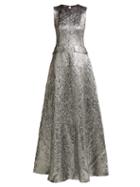 Matchesfashion.com Rochas - Metallic Wool Blend Jacquard Gown - Womens - Silver