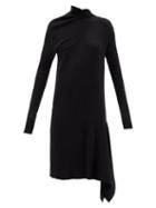 Marques'almeida - Asymmetric Merino-wool Knitted Midi Dress - Womens - Black
