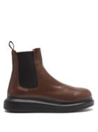 Matchesfashion.com Alexander Mcqueen - Hybrid Chunky-sole Leather Chelsea Boots - Mens - Brown