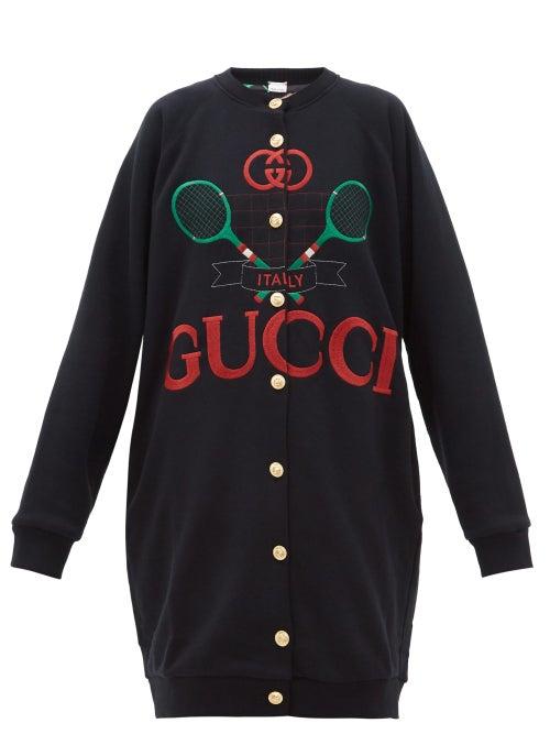Matchesfashion.com Gucci - Logo Embroidered Reversible Sweatshirt Cardigan - Womens - Black Multi