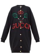 Matchesfashion.com Gucci - Logo Embroidered Reversible Sweatshirt Cardigan - Womens - Black Multi