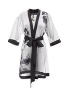 Carine Gilson - Lace-trim Silk-chiffon Kimono - Womens - Black