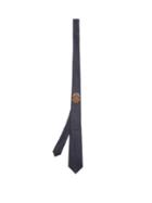 Matchesfashion.com Gucci - Crest Embroidered Silk Twill Tie - Mens - Navy