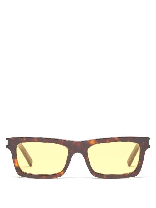 Saint Laurent - Rectangular Tortoiseshell-acetate Sunglasses - Womens - Brown Multi