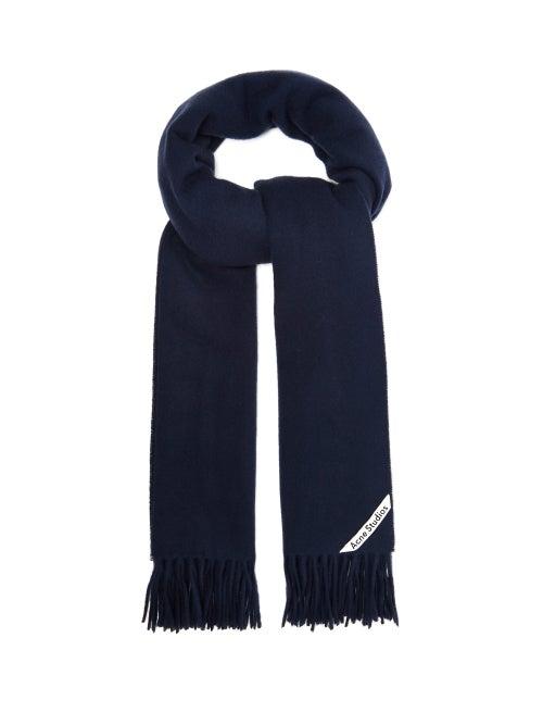 Matchesfashion.com Acne Studios - Canada Logo Ribbon Wool Scarf - Mens - Navy