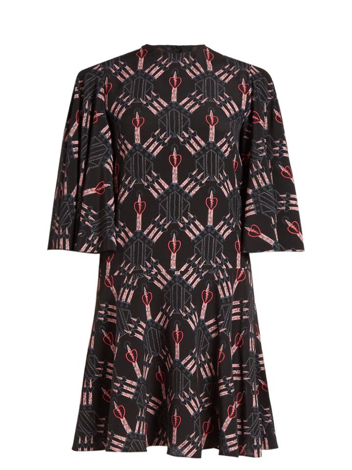Valentino Love Blades-print Mini Silk Dress