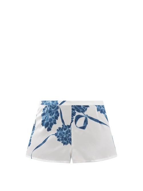 Ladies Lingerie La Perla - Floral-print Silk-satin Pyjama Shorts - Womens - White Print