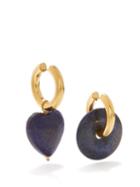 Timeless Pearly - Mismatched Lapis Lazuli Gold-plated Hoop Earrings - Womens - Blue Gold
