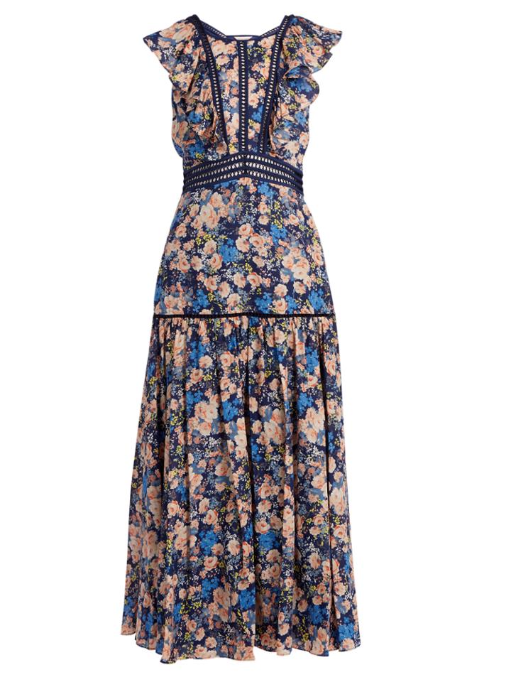 Rebecca Taylor Gigi Floral-print Ruffle-trimmed Cotton Dress