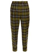 Matchesfashion.com Connolly - High Rise Check Wool Trousers - Mens - Green