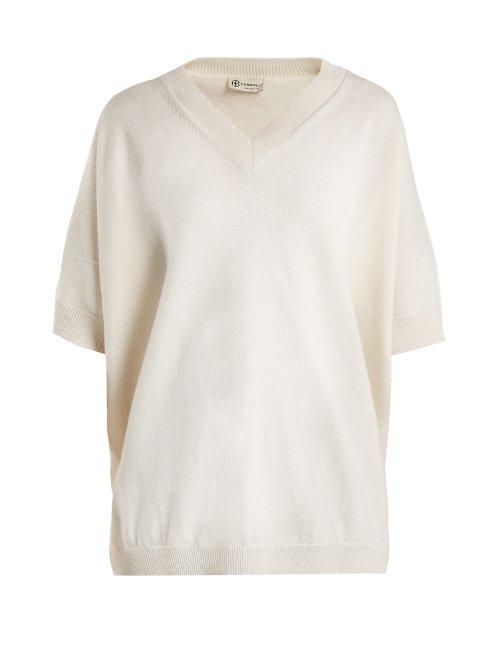 Matchesfashion.com Connolly - V Neck Cashmere And Linen Blend Sweater - Womens - White