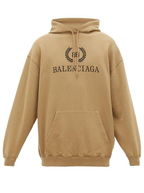 Matchesfashion.com Balenciaga - Laurier Bb Logo Print Cotton Hooded Sweatshirt - Mens - Brown