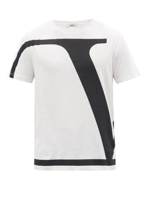 Valentino - V-logo Print Cotton-jersey T-shirt - Mens - Black
