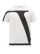 Valentino - V-logo Print Cotton-jersey T-shirt - Mens - Black