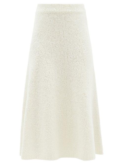 Matchesfashion.com Gabriela Hearst - Pablo Cashmere-blend Boucl Midi Skirt - Womens - Ivory