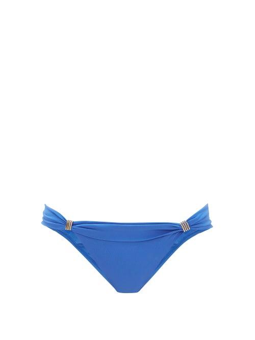 Matchesfashion.com Melissa Odabash - Grenada Hardware-trim Ruched Bikini Briefs - Womens - Blue