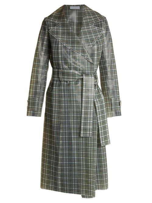 Matchesfashion.com Wanda Nylon - Tie Waist Coated Tartan Trench Coat - Womens - Brown Multi