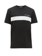 Matchesfashion.com Givenchy - Logo Print Striped Cotton T Shirt - Mens - Black