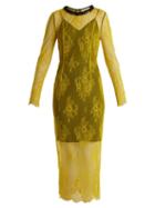 Matchesfashion.com Diane Von Furstenberg - Long Sleeved Bead Embellished Lace Dress - Womens - Yellow