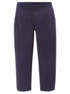 Comme Des Garons Shirt - Cotton-gabardine Cropped Trousers - Mens - Dark Navy