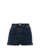 Matchesfashion.com Valentino - V-logo Pocket High-rise Denim Shorts - Womens - Denim