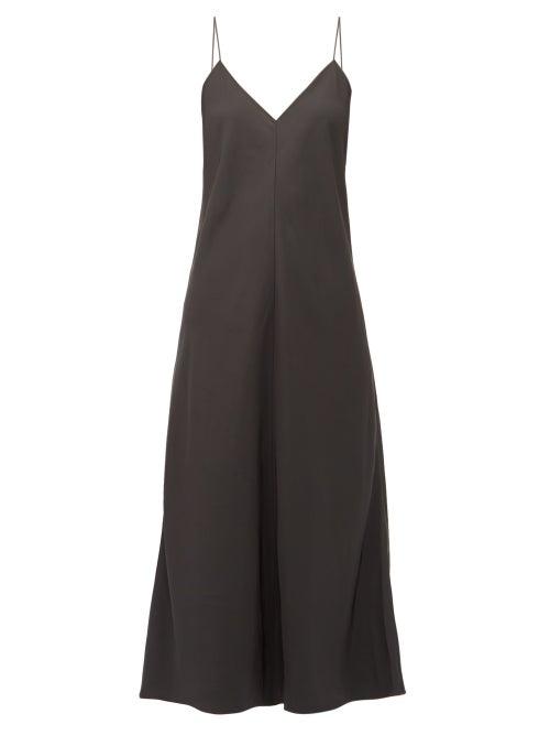 Matchesfashion.com The Row - Gwen Spaghetti Strap Satin Midi Dress - Womens - Dark Green