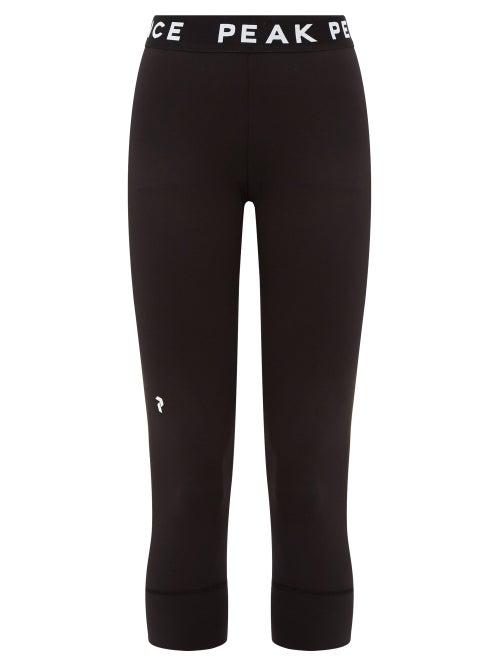 Matchesfashion.com Peak Performance - Spirit Logo Jacquard Cropped Leggings - Womens - Black