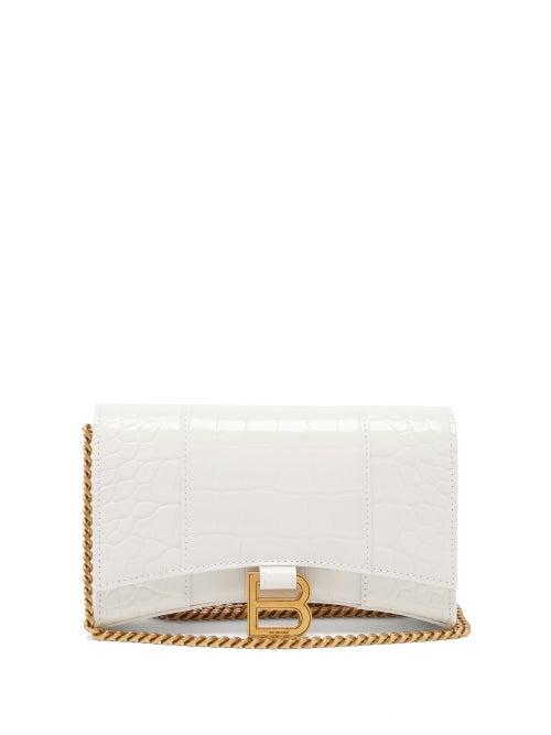 Balenciaga - Hourglass Crocodile-effect Leather Cross-body Bag - Womens - White