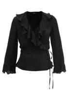 Matchesfashion.com Etro - Barb Flounced Silk-georgette Wrap Blouse - Womens - Black