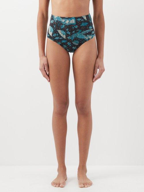 Ulla Johnson - Floral-print High-rise Bikini Briefs - Womens - Navy Print