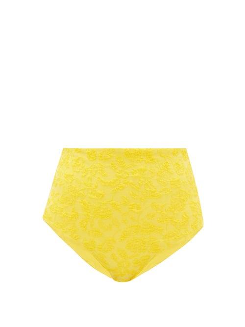 Matchesfashion.com Mara Hoffman - Lydia Floral-cloque Bikini Briefs - Womens - Yellow
